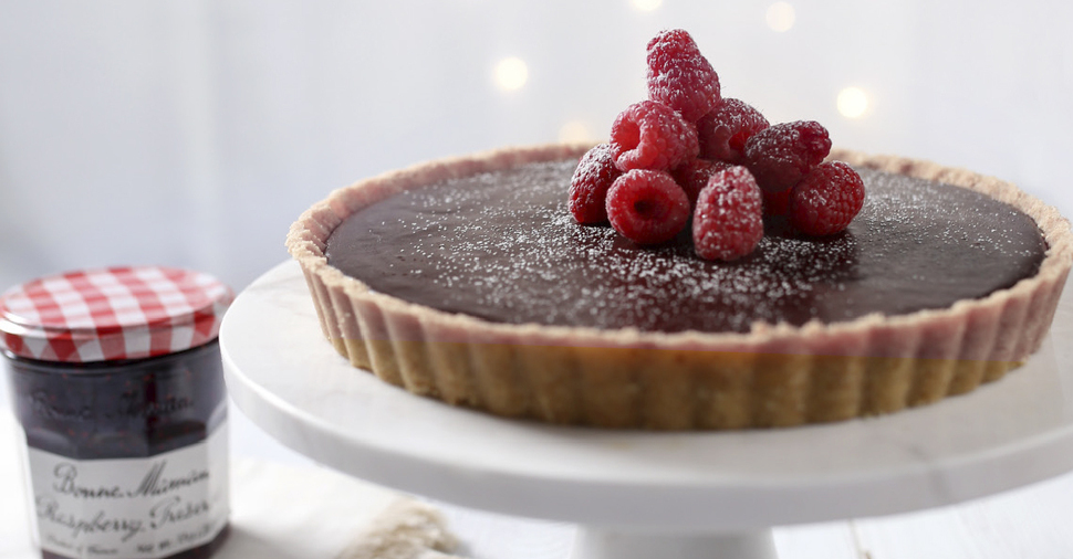 No Bake Chocolate Raspberry Tart