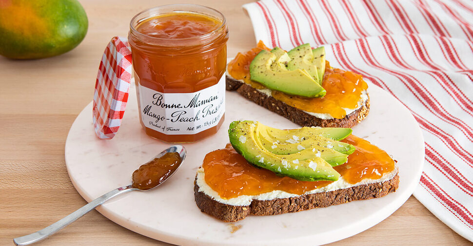 Avocado Toast with Mango-Peach Preserves & Whipped Feta