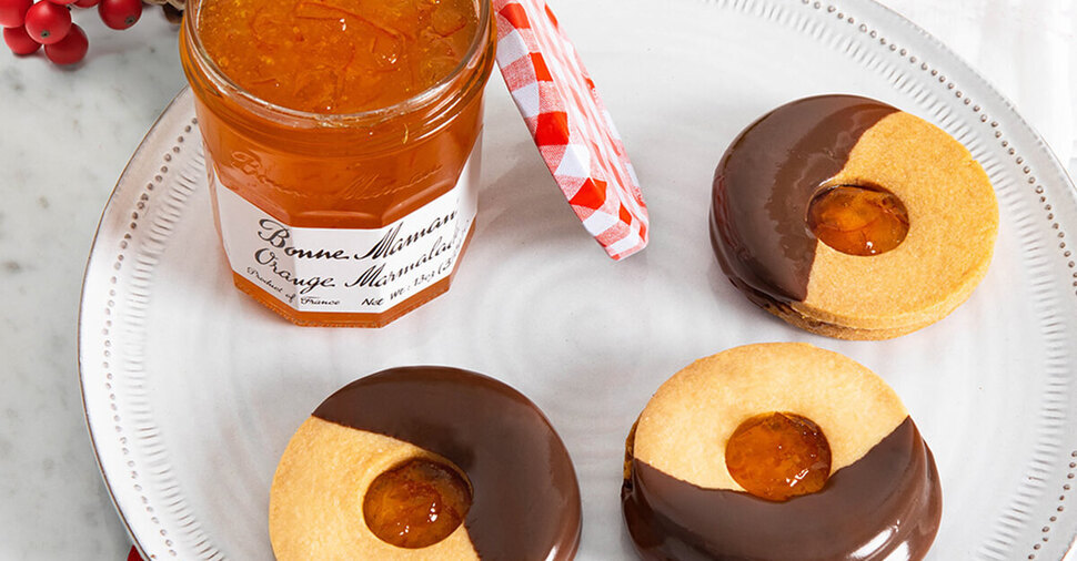 Chocolate Dipped Orange Marmalade Cookies