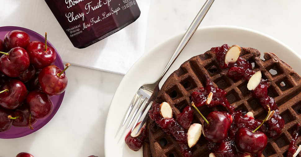 Chocolate Waffles With Bonne Maman Cherry Fruit Spread