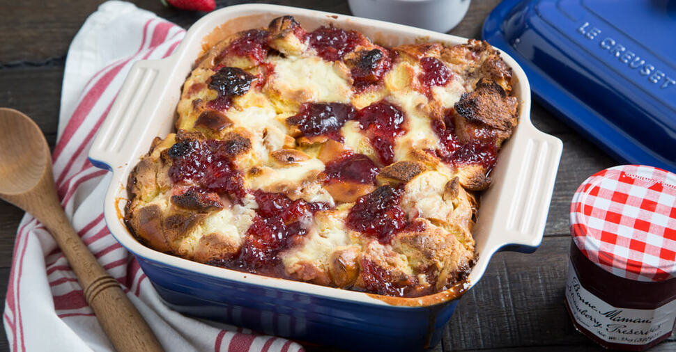 Strawberry And Mascarpone Bread Pudding