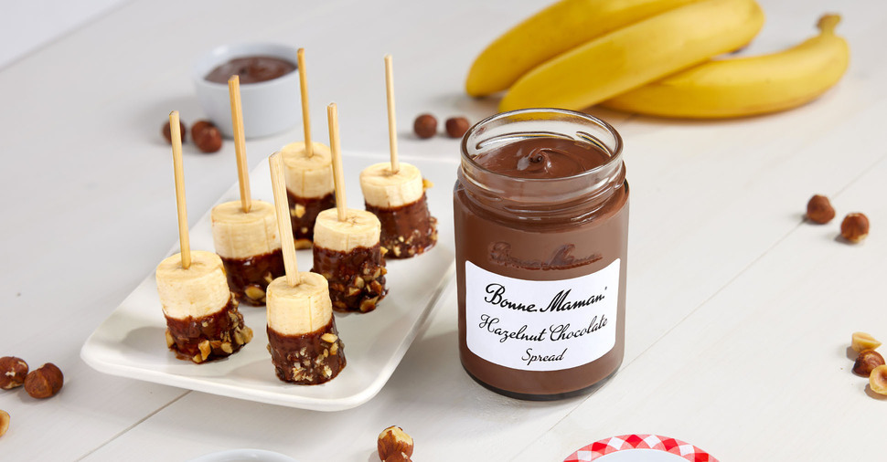 Banana Kebabs with Hazelnut Chocolate Spread