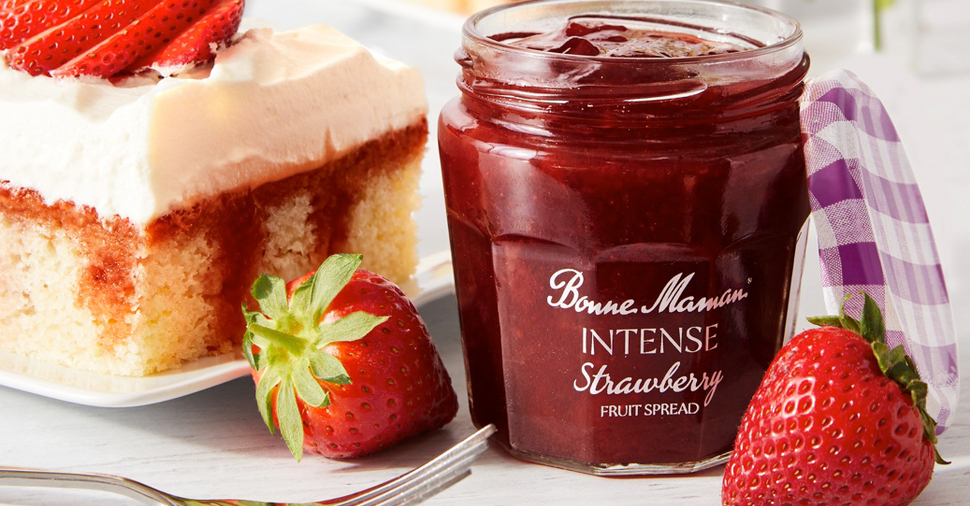 Strawberry Poke Cake with Bonne Maman INTENSE