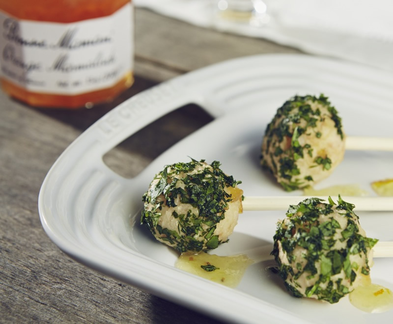 Shrimp Lollipops with Orange-Horseradish Glaze