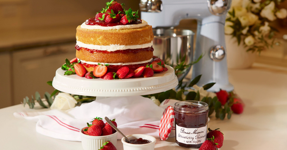 Layer Cake with Strawberry Cream Cheese Meringue Buttercream Frosting