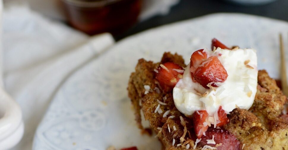 Strawberry Overnight Bread Pudding