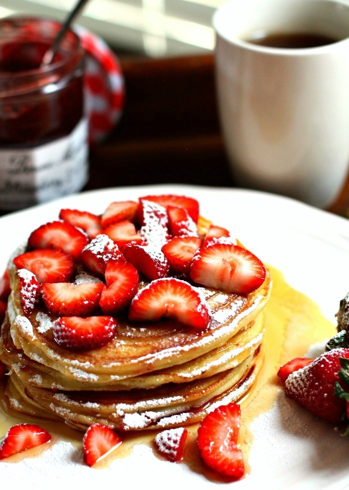 Strawberry Stuffed Ricotta Fennel Pancakes